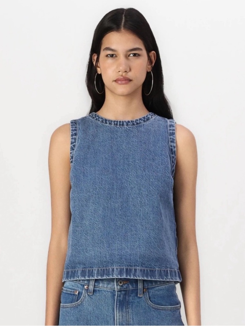 Abercrombie & Fitch Distressed Indigo Denim Tank